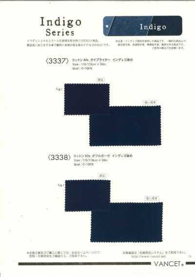 3337 Tecido Typewriter de algodão 40s, tingido com índigo