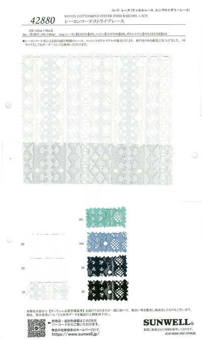 42880 Renda listrada com cordão de viscose