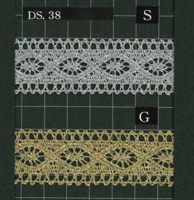 DS38 Renda Torchon Lurex, Largura 23mm