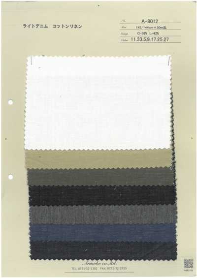 A-8012 Denim leve de algodão e linho
