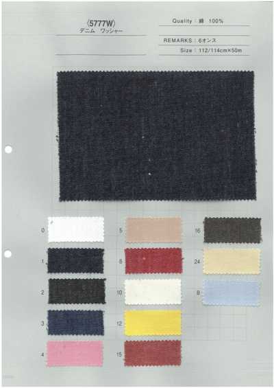 5777W Denim de ampla gama de cores com acabamento lavado 5oz