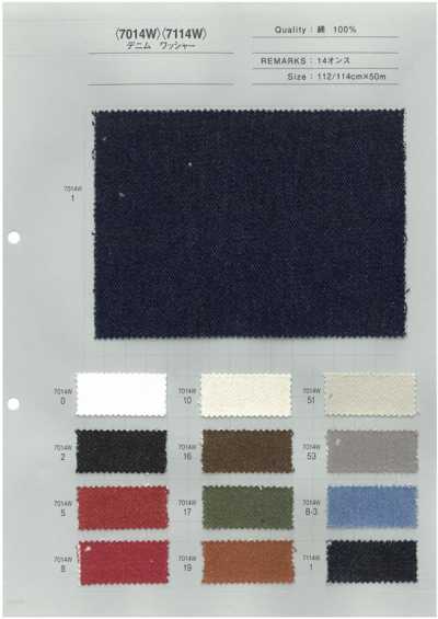 7014W Grande variedade de cores Acabamento de lavagem denim colorido 14oz