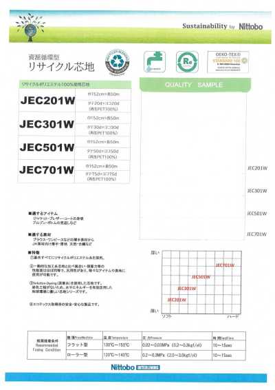 JEC201W Entretela leve, versátil e macia 20D, feita com materiais reciclados