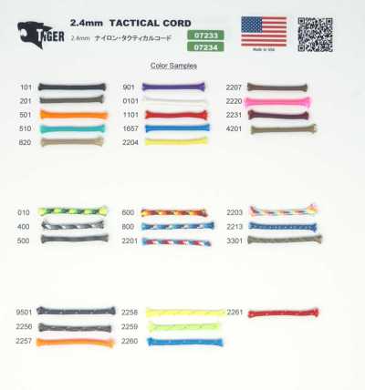 07234 Corda tática TIGER 2,4 mm com material refletivo