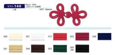 471-140 Botão chinês de três folhas Aprox. 35 mm C x 50 mm L Tingido em peça