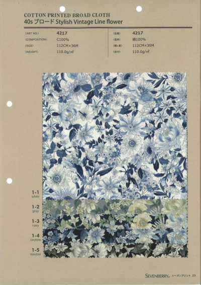 4217 SEVENBERRY® Tricoline 40s Flor da Linha Vintage Estilosa