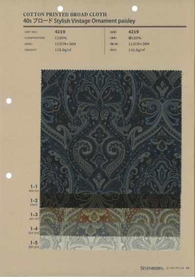 4219 SEVENBERRY® Popeline 40s com ornamento paisley vintage elegante