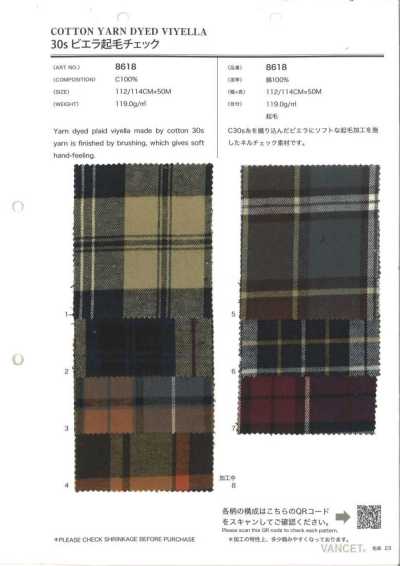 8618 30s Viyella Xadrez Escovado