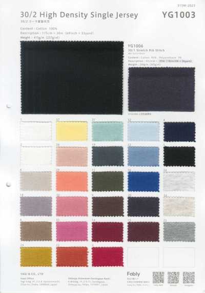 YG1003 Jersey de alta densidade 30/2