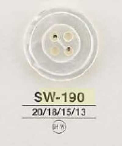 SW190 Botão branco de madrepérola com 4 furos