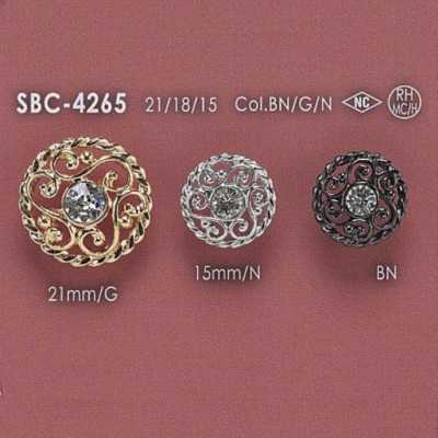 SBC4265 Botão com haste em anel circular de vidro/metal alto