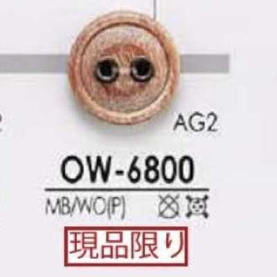 OW6800 Botão de 2 furos de latão/madeira, compensado