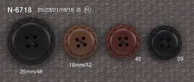 N6718 Botão de 4 furos com furo frontal em resina de nylon