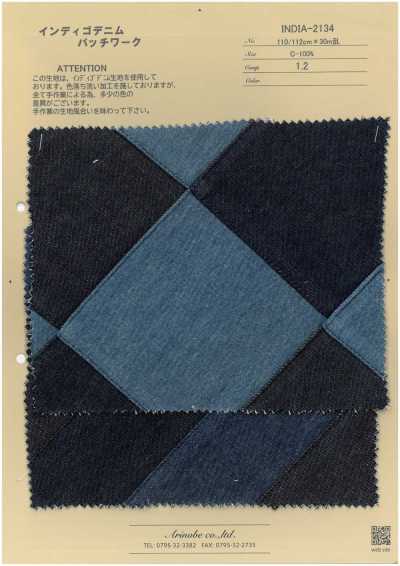 INDIA-2134 Patchwork em denim índigo