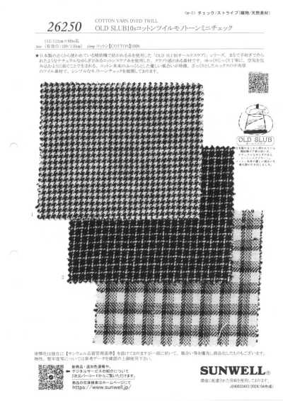 26250 OLD SLUB10s Sarja de algodão mini xadrez monocromático