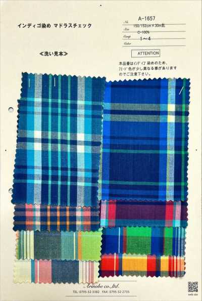 A-1657 Xadrez Madras tingido de índigo