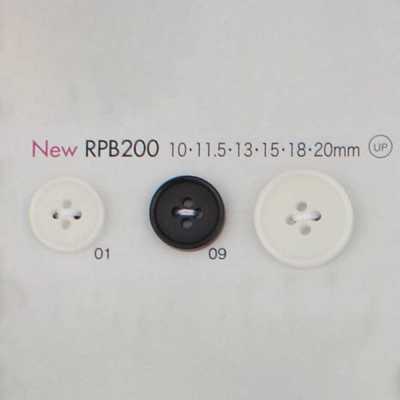 RPB200 Botão de resina PET reciclada fabricado no Japão, com 4 furos, com aro