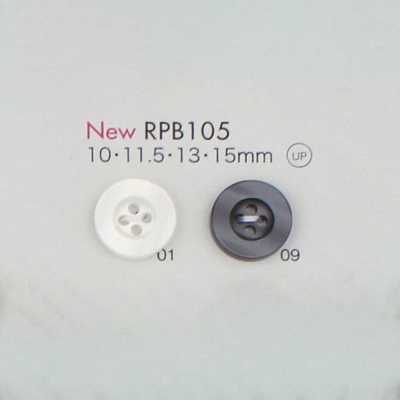 RPB105 Botão de 4 furos de resina PET reciclada, fabricado no Japão