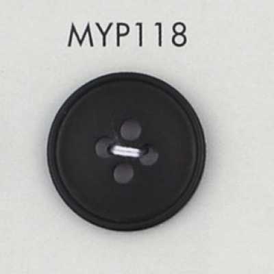 MYP118 Botão de resina de poliéster com aro, 4 furos