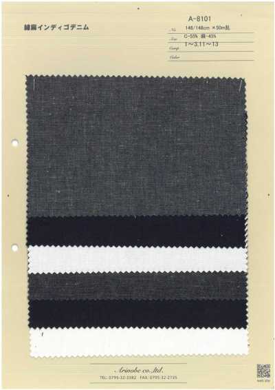 A-8101 Denim índigo de algodão e linho
