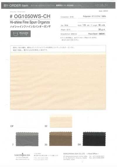 OG1050WS-CH Organza de fio fino de alto brilho
