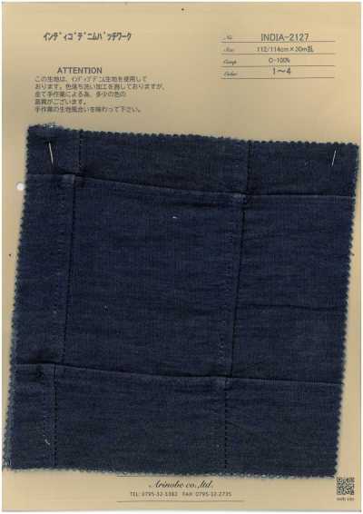 INDIA-2127 Patchwork em denim índigo