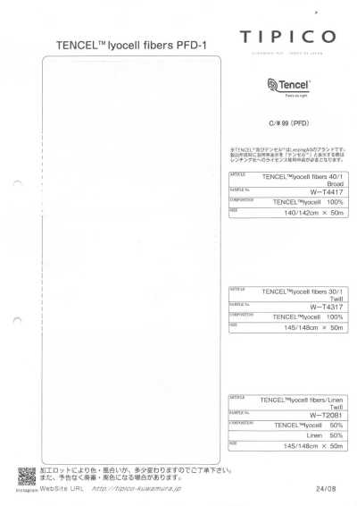 W-T4417 Fibra TENCEL™ Lyocell / Gabardine de algodão 30/1