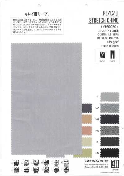 VI60020 Chino elástico de algodão e linho