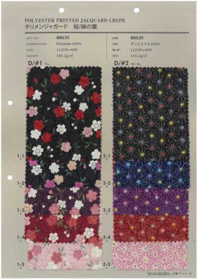 88635 SEVENBERRY® Jacquard Chirimen Sakura/Folha de Cânhamo