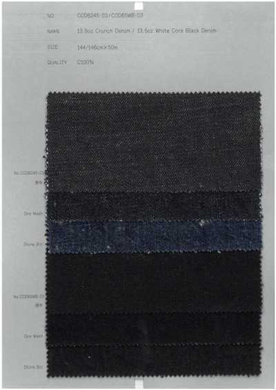 COD65WB-03 Denim Preto com Núcleo Branco 13,5 oz