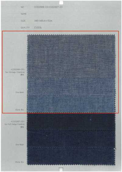 COD2989-03 Chambray vintage de 5 oz