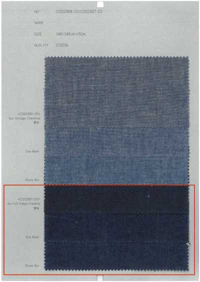 COD2927-03 Chambray índigo integral de 5 oz