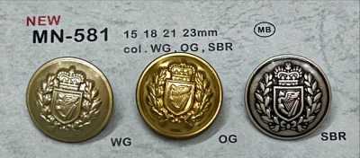 MN-581 Botão metálico com emblema, com pé, com aro