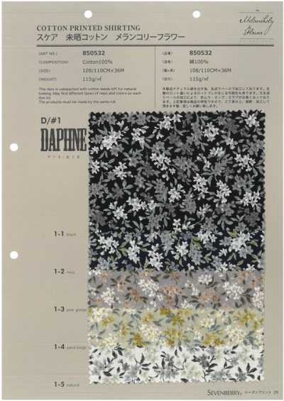 850532 SEVENBERRY® Batista de algodão cru Melancholy Flower Daphne/Daphne