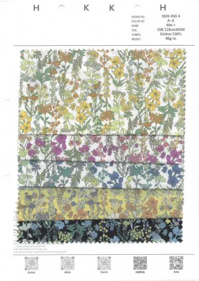 3026-650-9 Batista 60s, Pequenas Flores em Linha Puxada