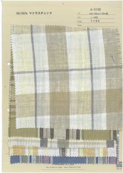 A-5108 Xadrez Madras 100% Linho