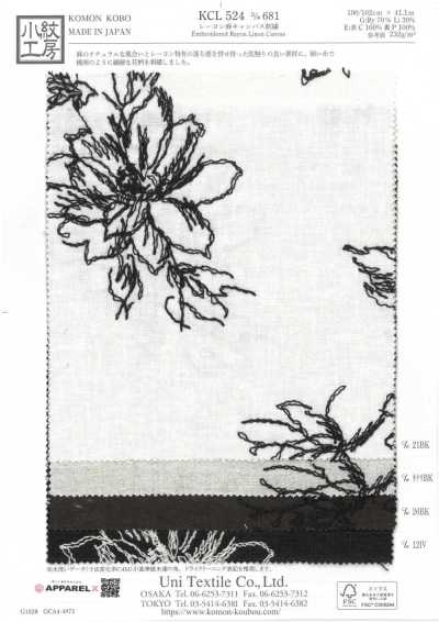 KCL524-D681 Lona de viscose e linho para bordado