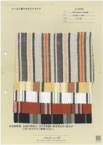 A-8032 Viscose Linho com Listras Múltiplas