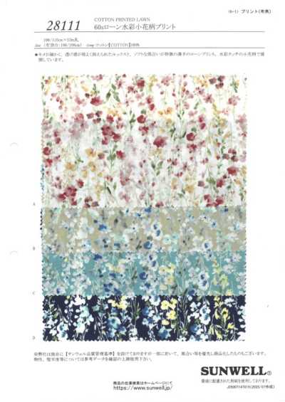28111 Batista 60s com estampa de pequenas flores em aquarela