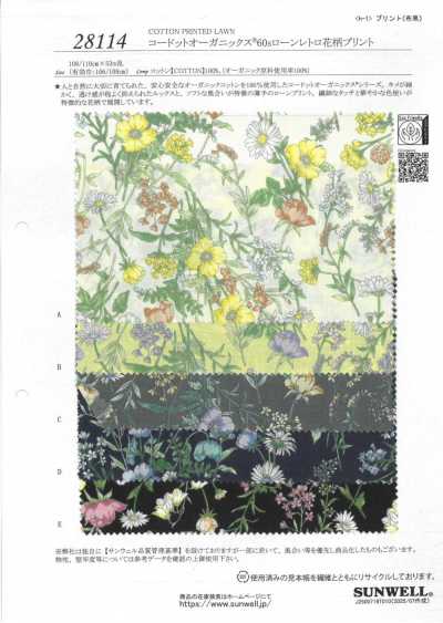 28114 Cordot Organics® Batista 60s com estampa floral retrô
