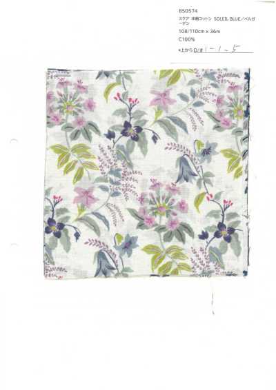 850574 SEVENBERRY® Batista de Algodão Cru SOLEIL BLUE / Bell Garden