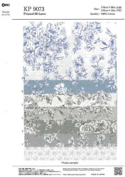KP9073 Batista com estampa floral desenhada à mão (rolo)