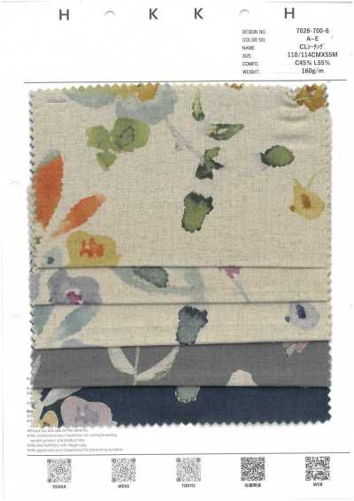 7026-700-6 CL tecido cru estampa floral em aquarela