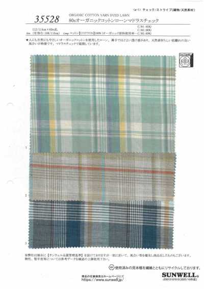 35528 Xadrez Madras em algodão orgânico tipo lawn 80s