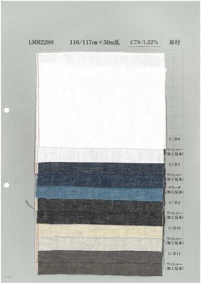 LMM2280 Denim colorido selvedge leve de algodão e linho 5oz