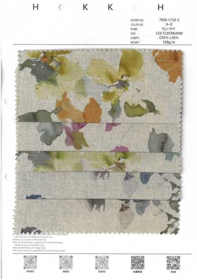 7026-1710-3 CL Tecido cru Floral aquarelado