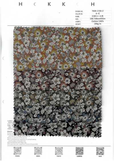 7026-1720-2 Veludo cotelê 21W floral Sarasa