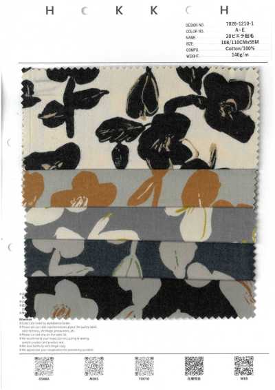 7026-1210-1 30 Viyella com padrão floral desenhado à mão