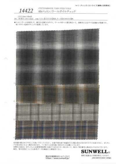 14422 Xadrez voile de algodão/lã 60s