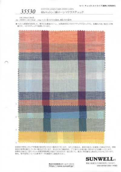 35530 Batista de algodão/linho 60s xadrez madras